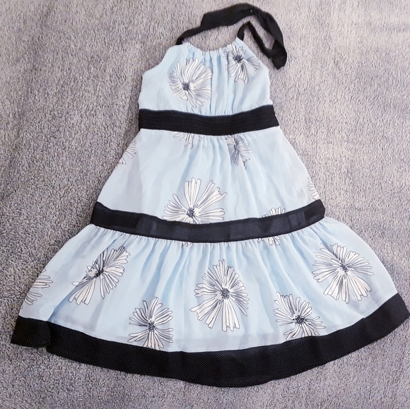 Hype Blue Daisy Print Halter Dress - Girl's Size 14 - Picture 5 of 7